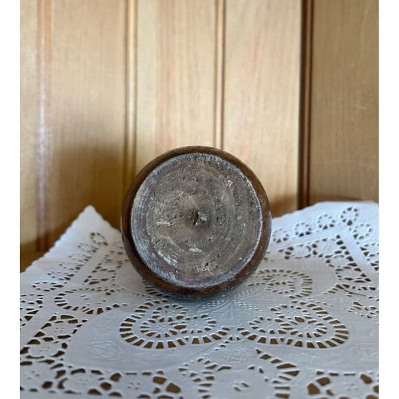 Hand Turned Wood Vase Hand Painted Rustic Abstract Boho Style Home Decor - Picture 2 of 6